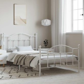vidaXL Estructura Cama Sin Colch&oacute;n Con Estribo Metal Blanco 100x200 Cm Vidaxl