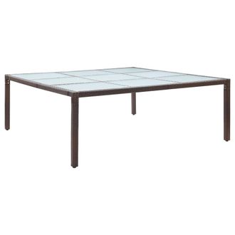 Berkfield Home Garden Dining Table Brown 200x200x74 cm Poly Rattan | Size: 200 x 200 x 74 cm