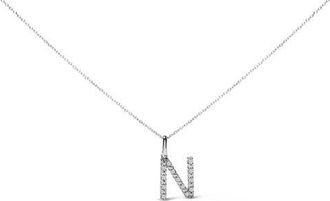 House of Brilliance Sterling Silver Diamond Accent A-Z Initial Pendant Necklace in Sterling Silver |N at Nordstrom