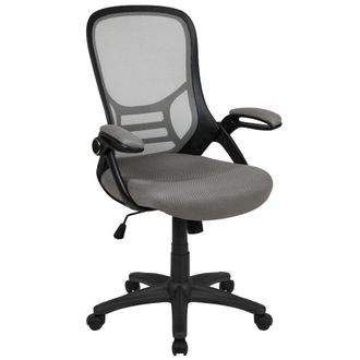 Flash Furniture High Back Light Gray Mesh Swivel Office Chair with Black Frame and Flip-up Arms