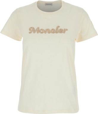 Moncler White Logo Crew Neck T-Shirt