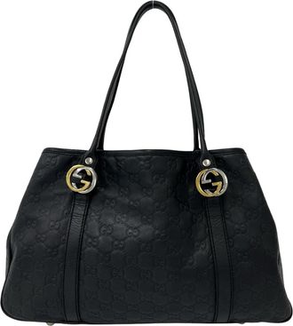 Gucci Black Leather Handbag Shoulder Bag Tote Bag (Pre-Owned)
