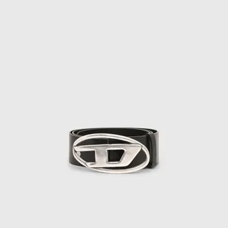 Diesel 3.9cm leather belt with D buckle - Belts - Man - Black