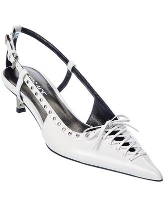 Versace Laced Pin-Point Leather Slingback Pump