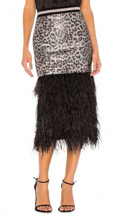 Le Superbe Marmont Sequin Skirt With Feathers In Starwood Spot