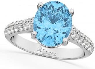 Allurez Oval Blue Topaz & Diamond Engagement Ring 14k White Gold (4.42ct)