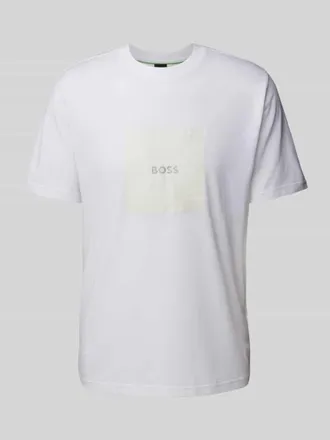 HUGO BOSS T-Shirt mit Label-Print in Weiss, Gr&ouml;&szlig;e XL