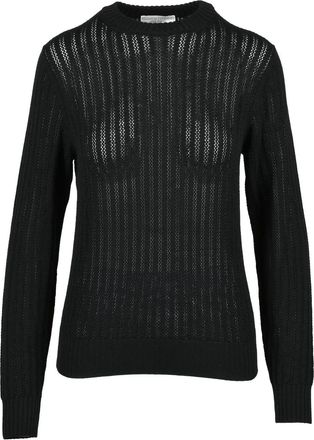 FILIPPO DE LAURENTIIS Fitted Crewneck Sweater With Vertical Openwork Stripes