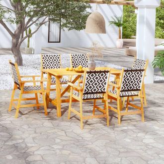 vidaXL Juego De Comedor Para Jard&iacute;n 7 Piezas Madera Maciza De Acacia Vidaxl