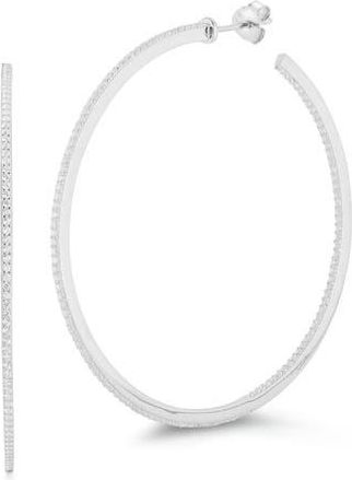 Chloe and Madison XL Pavé Cubic Zirconia Hoop Earrings in Silver at Nordstrom Rack