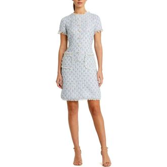 Mac Duggal Multicolor Cap Sleeve Floral Button Detail Shift Dress in Blue Multi at Nordstrom, Size X-Large