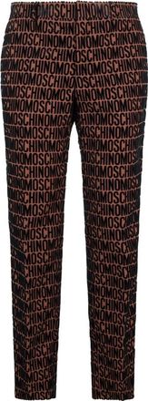 Moschino Rechte broek met logo - Heren - Straight fit broeken - Bruin - M - Katoen - Broeken