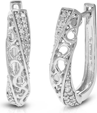 Vir Jewels 1/5 cttw Lab Grown Diamond Hoops Earrings in Sterling Silver With Latch Backs For Women