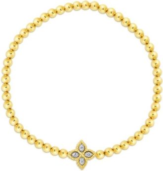 Roberto Coin 18K Yellow Gold Princess Flower Small Diamond Stretch Bracelet