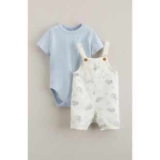 Nordstrom Cotton Bodysuit & Shortalls Set in Blue Skyway Flyer Bears at Nordstrom, Size 12M
