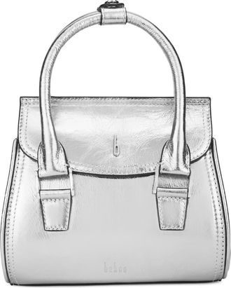 Behno Mini Coco Leather Satchel in Silver at Nordstrom