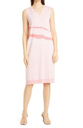 Misook Landscape Knit Dress in Pink Clay/Sugar Coral/White at Nordstrom Rack, Size Small