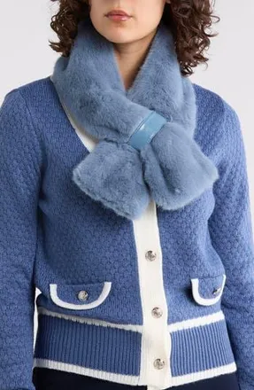 La Fiorentina Faux Fur Pull Through Scarf in Blue at Nordstrom Rack