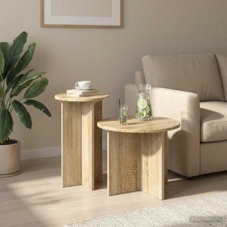 vidaXL Vidaxl Set Tavolini 2 Pz Rovere Sonoma &Oslash; 45 X 35 Cm