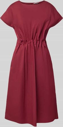 Christian Berg Midikleid mit Rundhalsausschnitt und Drapierungen in Bordeaux, Gr&ouml;&szlig;e 46