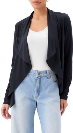 Karen Kane Travel Jersey Open Front Cardigan in Black at Nordstrom, Size X-Large P