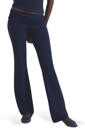 SKIMS Cotton Blend Jersey Fold Over Pants in Navy at Nordstrom, Size Xx-Small
