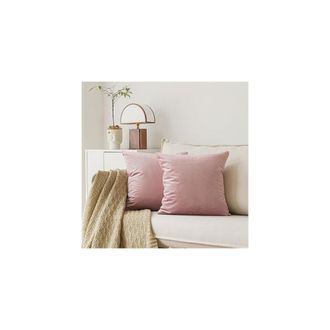 OEM Fundas De Almohada Decorativas De Terciopelo (56 X 56 Cm), Paquete De 2, Gris Y Rosa - Ideales Para Sof&aacute;s, Dormitorios, Salas De Estar Y Exteriores - 