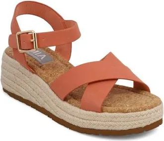 Mia Nikky Ankle Strap Platform Wedge Sandal in Coral Brus at Nordstrom, Size 7.5