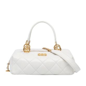 Chanel Pre-owned Quilted Satchel - Dames - Pre-owned - Wit - Maat: ONE Size Leer