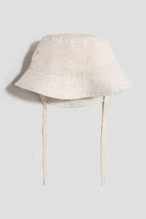 H&M Linen Bucket Hat in Light Beige at Nordstrom, Size 9-12 M