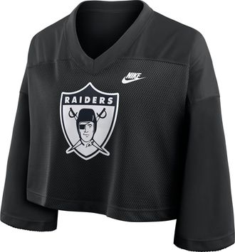 Nike Las Vegas Raiders Rewind Fashion Nike Womens Dri-FIT NFL Cropped Jersey in Black | 03O300A8DV-7ZM