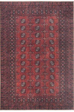 Kukoon Distressed Red Traditional Persian Non Slip Washable Low Pile Rug in Dark Red | Size: 160 cm x 230 cm