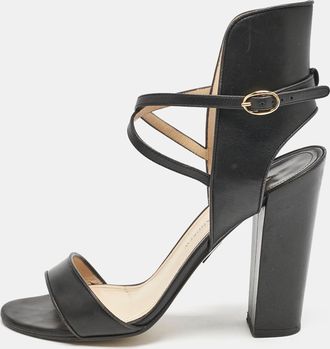PAUL ANDREW Black Leather Lexington 105 Ankle Strap Sandals