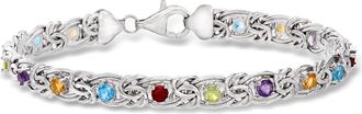 Ross-Simons Multi-Gemstone Byzantine Bracelet in Sterling Silver
