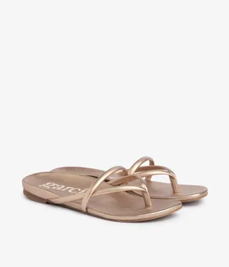 Pedro Garcia Anatomical flat sandal in metallic leather | Belany | Fall winter 25 | PEDRO GARCIA