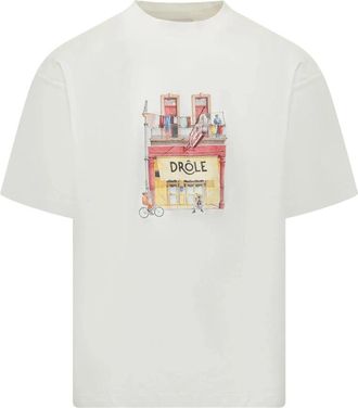 Dr&ocirc;le de Monsieur Crew Neck T-Shirt - Heren - T-shirts - Beige - M - Katoen - Tops
