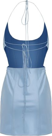 ANNA OCTOBER Womens Mini Satin Dress Light Blue Triacetate
