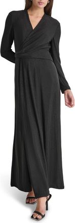 DKNY Long Sleeve A-Line Dress in Black/Black at Nordstrom Rack, Size 16