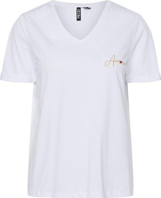 Pieces T-shirt met korte mouwen en V-hals