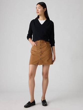 Levi's Retro Button Front Corduroy Skirt - Womens - 23 - Neutral / Sweet Honey