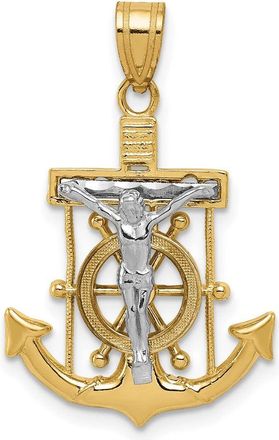 Diamond2Deal 10k Two-tone Diamond-cut Mariners Cross Pendant