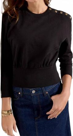 Nation Ltd Monique Long Sleeve Knit Top In Jet Black