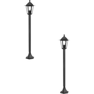 Loops 2 PACK IP44 Outdoor Bollard Light Black Cast Aluminium 60W E27 Tall Lamp Post
