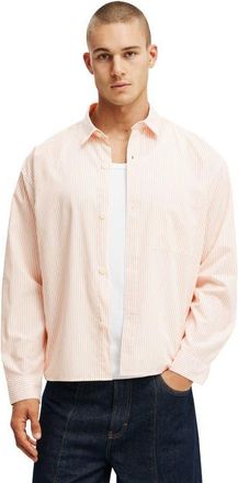 Cotton On Mens Hampton Long Sleeve Shirt in Apricot Stripe at Nordstrom, Size Xx-Large