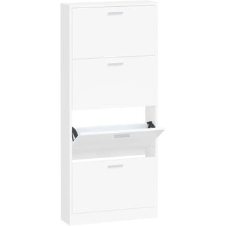 vidaXL Vidaxl - Mueble Zapatero Madera Contrachapada Blanco 59x17x150 Cm