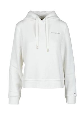 Tommy Hilfiger White Cropped Hooded Sweatshirt