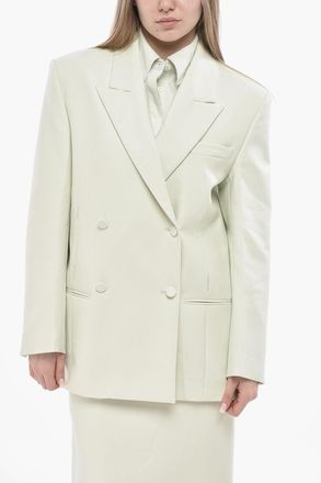 Super Blond Blazer Doppiopetto Oversized in Lana Vergine Stretch Super Blond