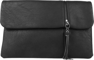 Girly HandBags Womens Zipper Flap Clutch Bag - Black