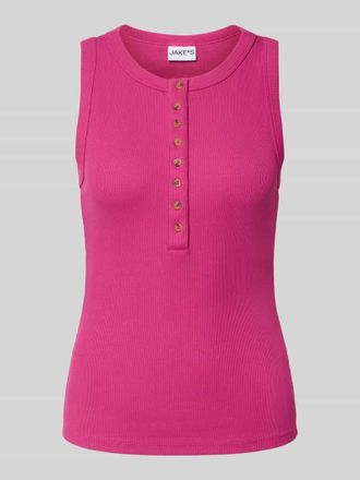 Jake*s Casual Tanktop mit Knopfleiste in Fuchsia, Gr&ouml;&szlig;e XXL