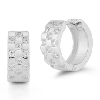 Glaze Jewelry Sterling Silver Checkered Hoops